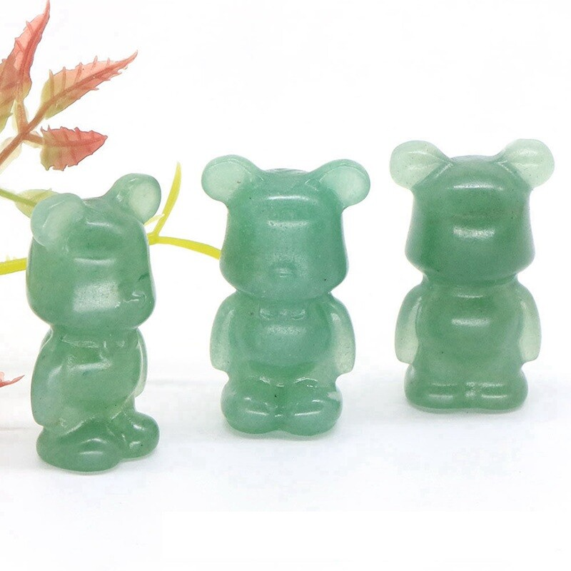 Natural Quartz Crystal Gloomy Little Bear Healing Rock Carved Animal Stone Gift