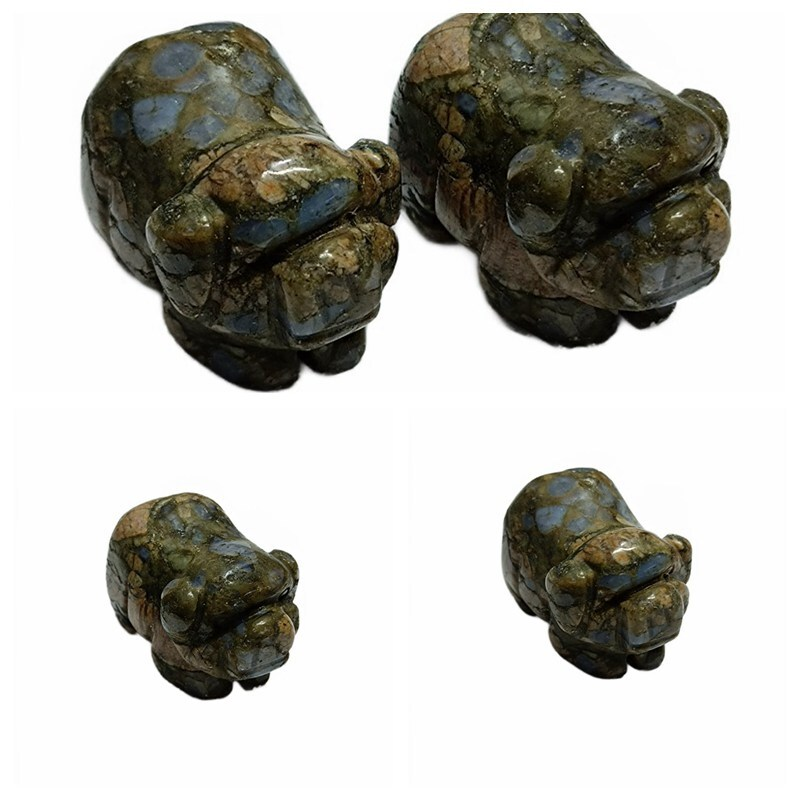 Natural Quartz Crystal Skull Carved Pig Healing Stone Wild Boar Piggy Animal Gem