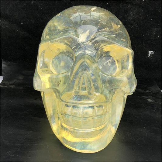 34KG+ Huge Yellow Melting Stone Skull Reiki Heal Crystal Sculpture Gifts Energy