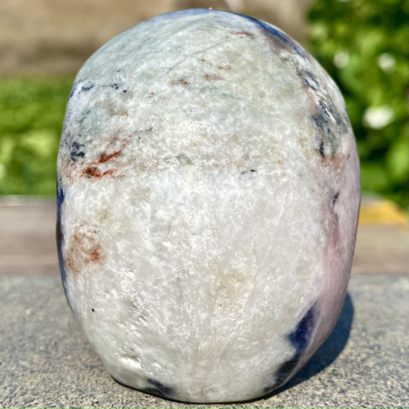 343G Natural Blue stripe quartz hand Carved skull crystal healing