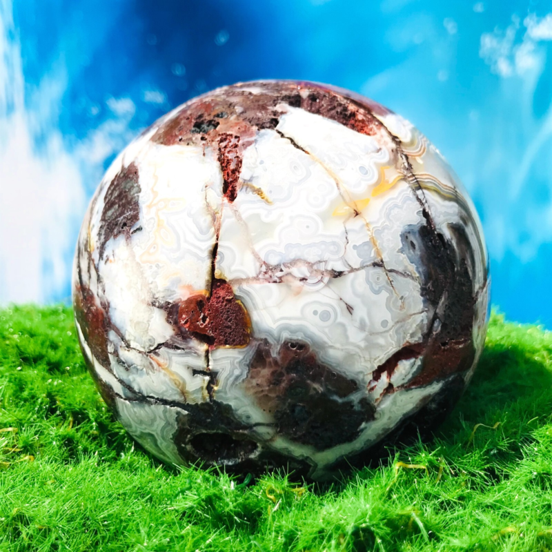 619G Rare Natural Mexican stone Quartz Sphere Crystal Ball Specimen Healing