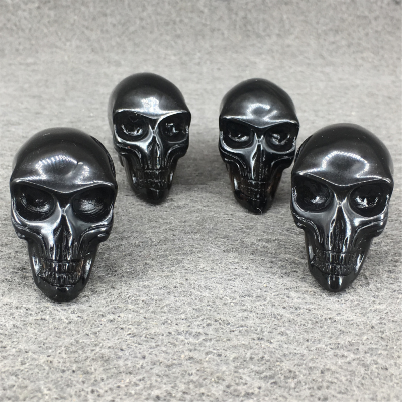 1pc Natural Obsidian Alien skull Crystal hand-carved polishing  quartz healing