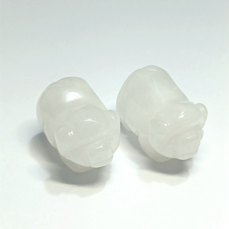 Natural Quartz Crystal Skull Carved Pig Healing Stone Wild Boar Piggy Animal Gem