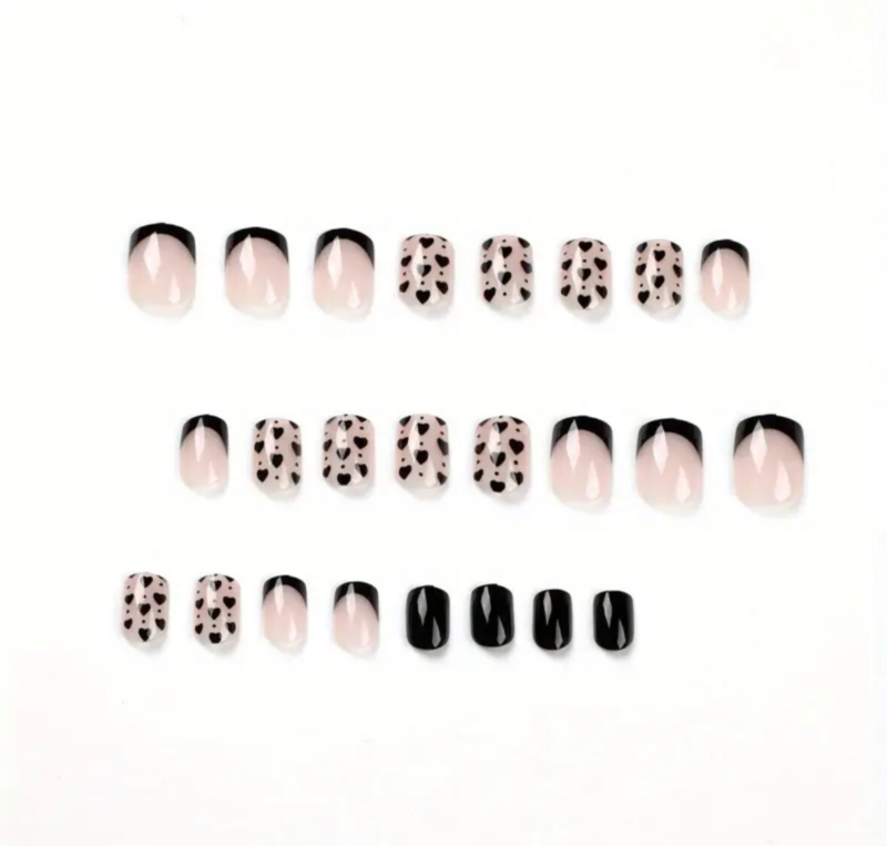 24pcs Press On False Finger Nails Fake Nails Glittered Solid Colours 52 Options