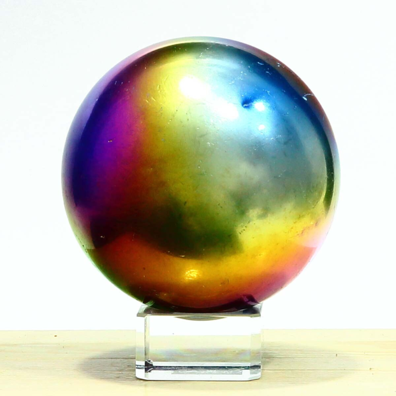 648g Natural Crystal Electroplated Rainbow Crystal Ball Quartz Sphere Healing