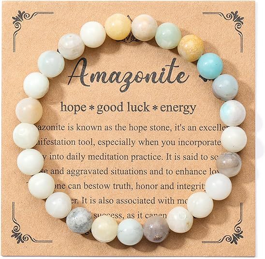 Natural Stone with Cardboard Beads Elastic String Bracelet Crystal Agate Tiger-Eye Bracelet Ornament