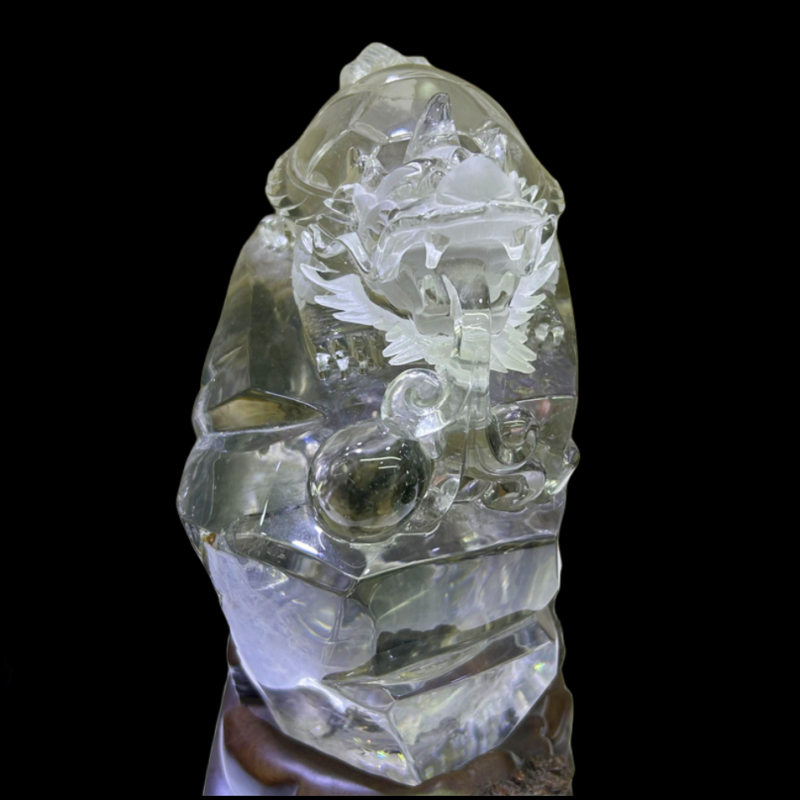 27.7LB Top Natural Ghost Phantom Dragon Turtle Carved Quartz Crystal Skull Reiki