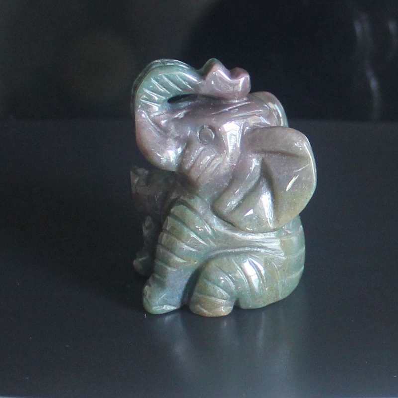 Carved gemstone crystal sitting elephant figurine animal carving home decor 2&apos;&apos;