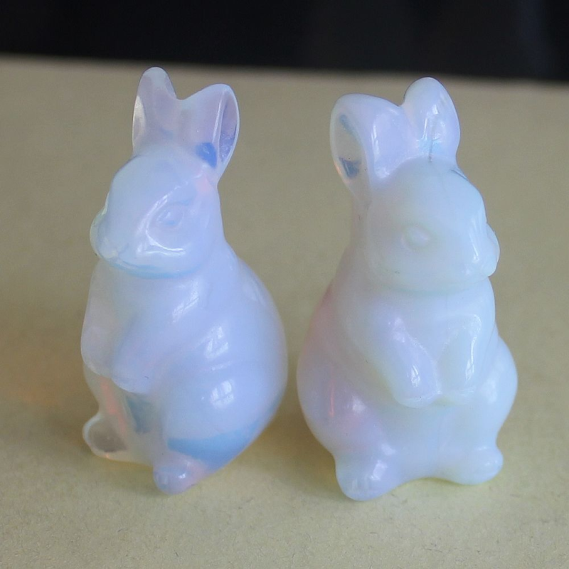 Carved gemstone crystal rabbit bunny figurine animal carving home decor 1.5&apos;&apos;