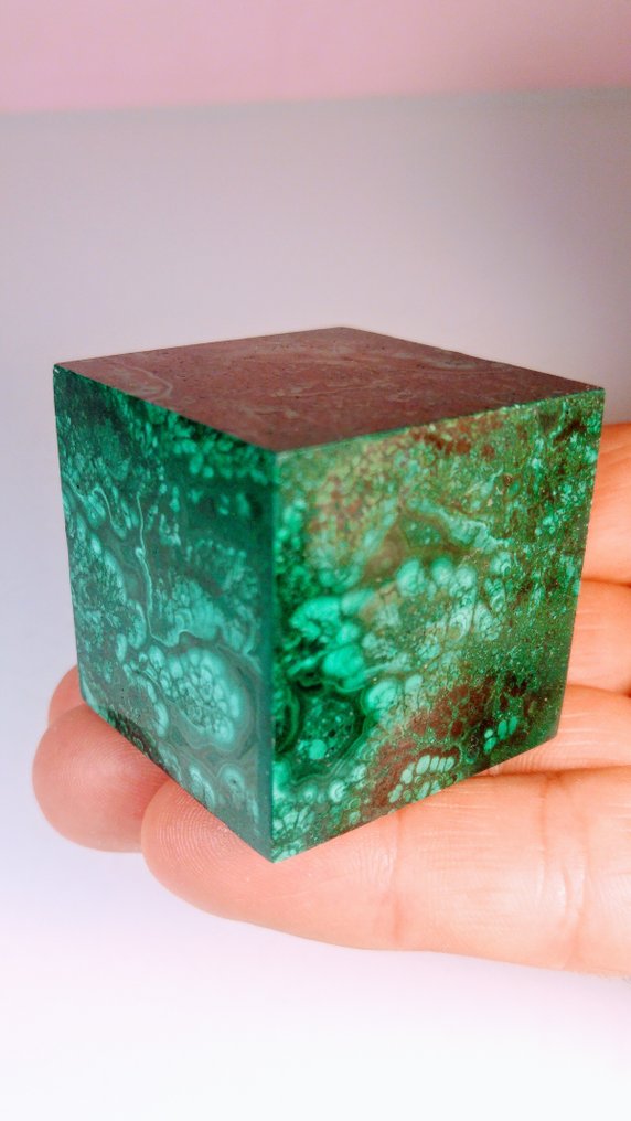 Malachite Cube - Height: 41 mm - Width: 41 mm- 220g