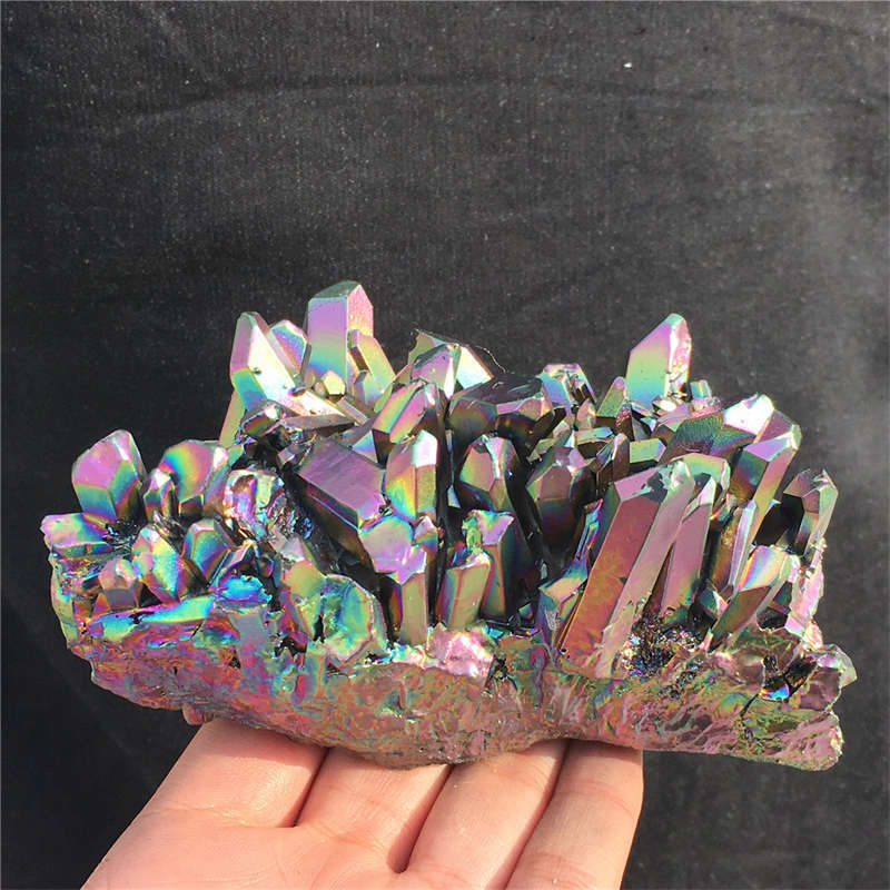 560g Electroplate Rainbow cluster quartz crystal mineral specimen reiki healing