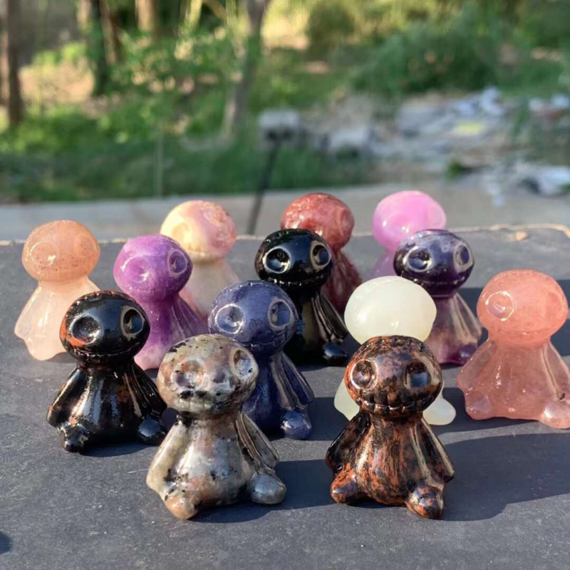 3pc Natural Mix Quartz Carved Skull Crystal Reiki Healing Gem Halloween Gift