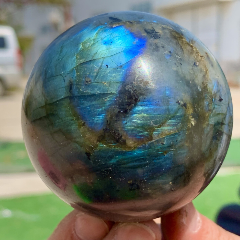 366G Natural Gorgeous Labradorite QuartzCrystal Stone Specimen ball Healing