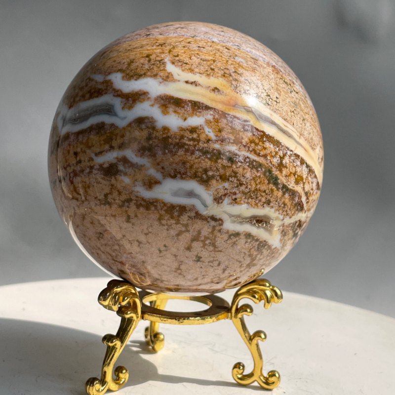 588G Natural Ocean Jasper Jade Crystal Polished Sphere Ball Healing Ball