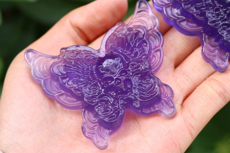2.6" Natural Carved Fluorite Butterfly Reiki Crystal Skull Decor Crystal gift 1x
