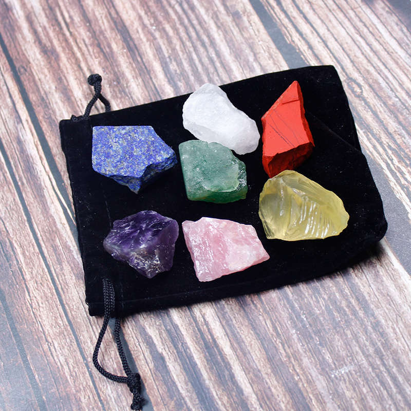 7 Chakra Healing Crystal Stone Set Natural Rock Quartz Balance Stone W/ Pouch US