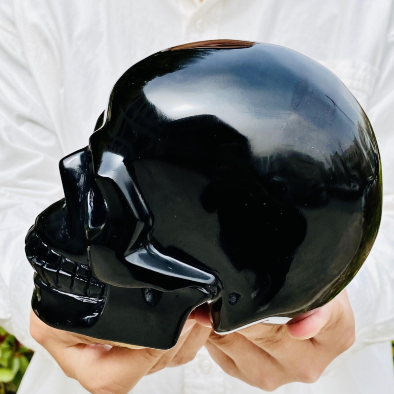 4.11LB Natural Obsidian gem skull Quartz Carved Crystal Skull Reiki Healing