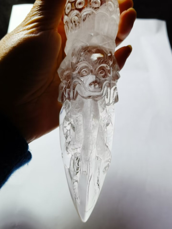 Giant Tibetan High Altitude Clear Quartz Crystal Amulet Dorje Vajra Phuba 10.2&apos;&apos;