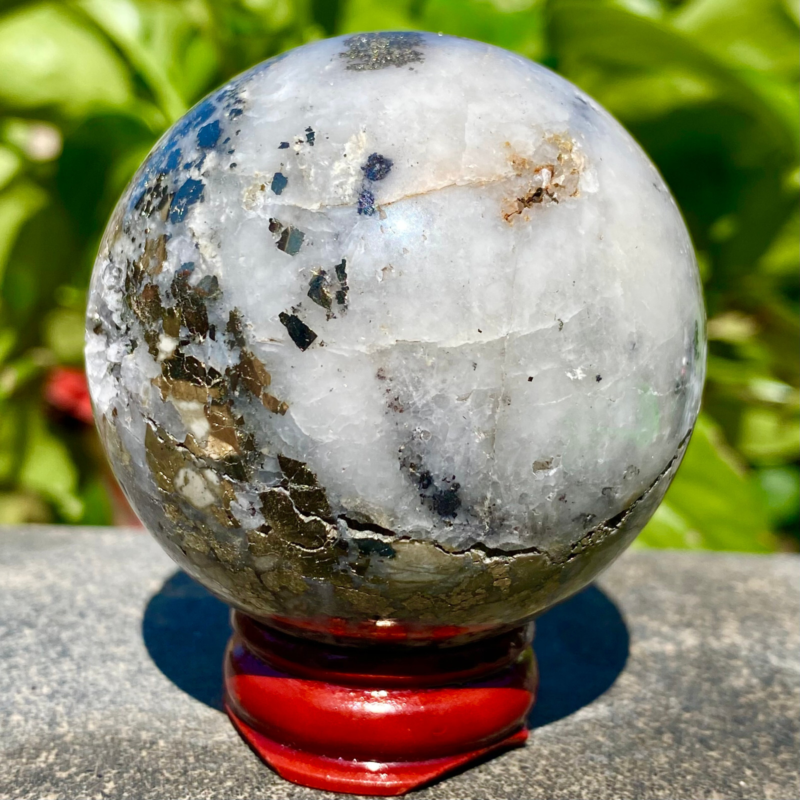 291G Natural Chalcopyrite Quartz Crystal Ball Energy Reiki Healing