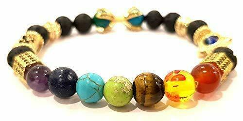 Copper Lava Stone Bracelet Men and Women 7 Chakra Balancing Bracelet