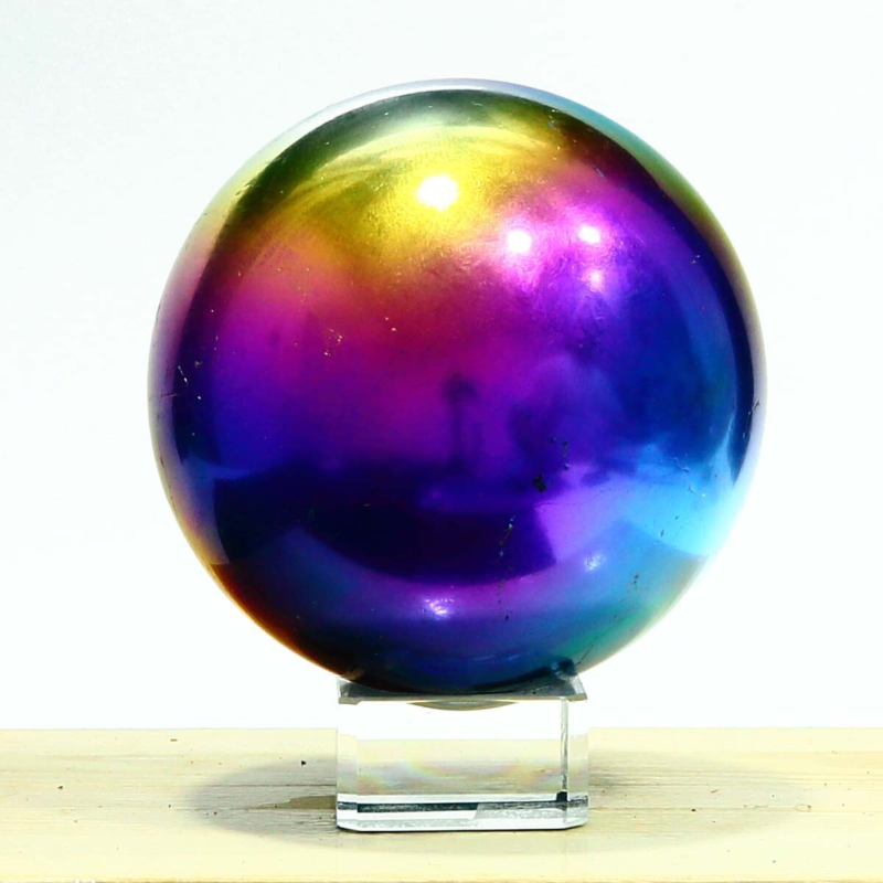 877g Natural Crystal Electroplated Rainbow Crystal Ball Quartz Sphere Healing