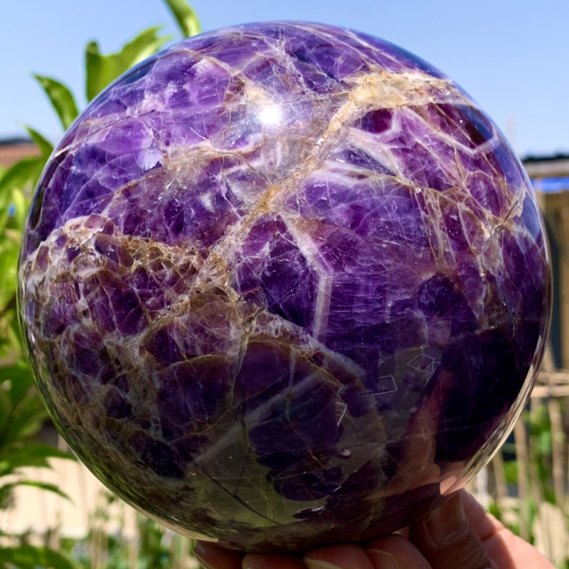 6.33LB Natural beautiful Dream Amethyst Quartz Crystal Sphere Ball Healing