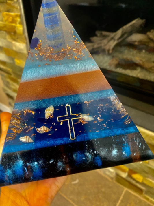 XL 15mm orgonite pyramid large emf protection, meditation, healing, reiki 