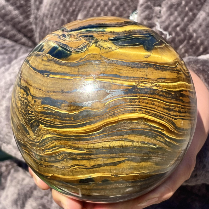 7.27LB Natural Tiger&apos;s Eye Ball Quartz Crystal Sphere Gem Healing Décor
