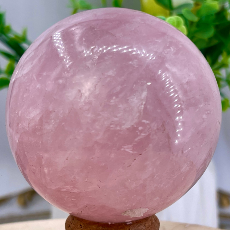 352G Natural Crystal Pink Rose Chakra Quartz Sphere healing ball Specimen