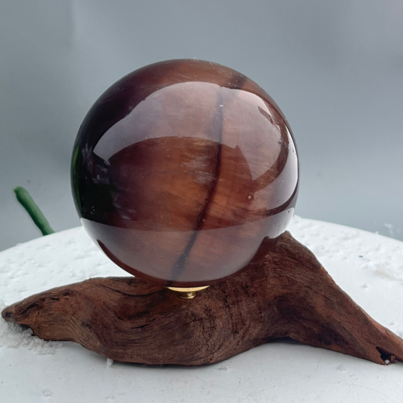 339 Ke Natural Fluorite Ball Colorful Quartz Crystal Gem Repair + Bracket