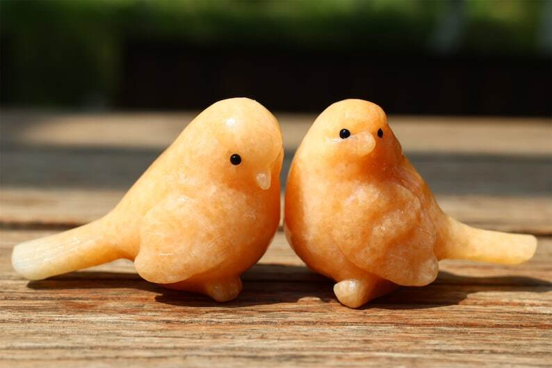 2.4" Natural Sunstone Carved bird Reiki Creative Crystal Skull decor gift 1pc