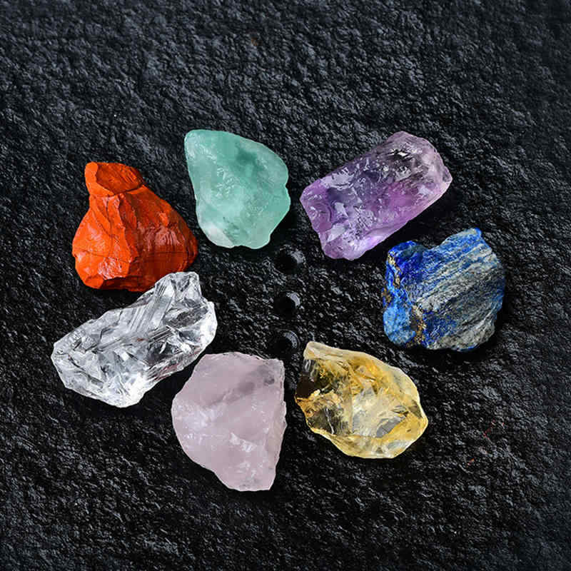 5Sets 7 Chakra Energy Natural Quartz Crystal Rough Reiki Balance Gemstone Gift