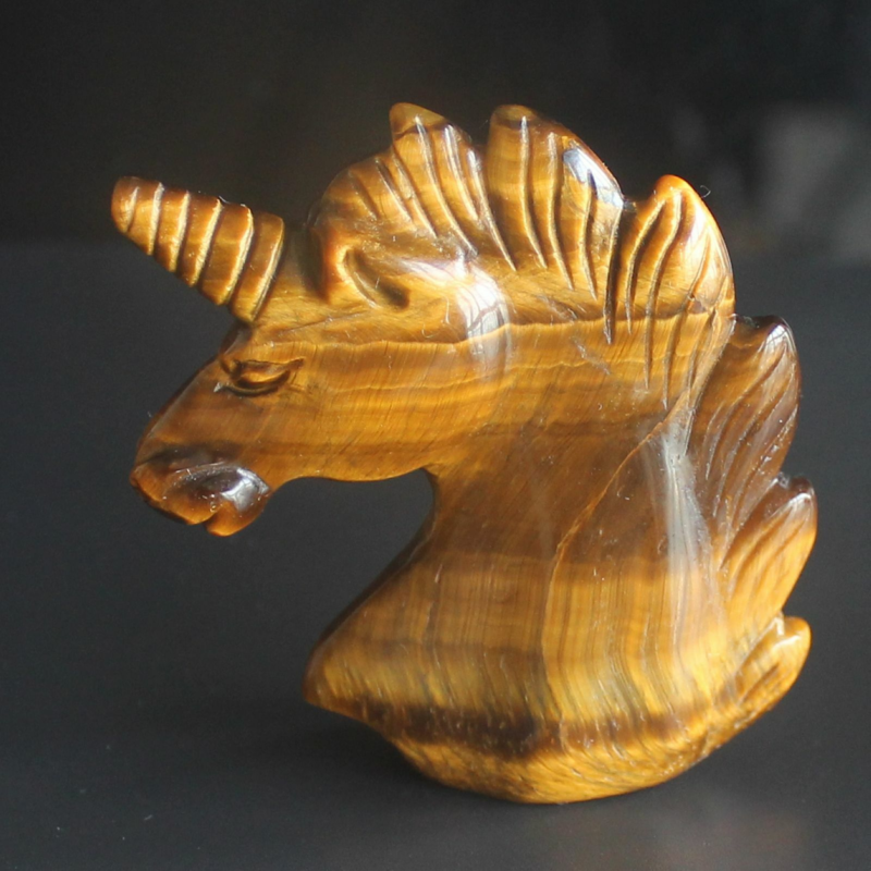 HLbshi Hand Carved Mixed Gemstone quartz crystal Unicorn animal Figurine Carving