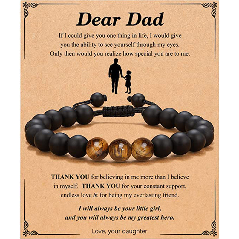 Birthday Gift Bracelet Christmas Father's Day Gift Accessories Tigereye Frosted Stone Men's Bracelet