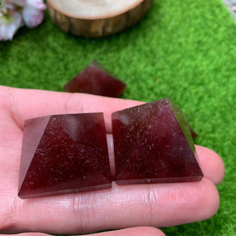 1Pc Natural Strawberry Quartz Energy Tower Crystal Chakra Healing Rock Pyramid
