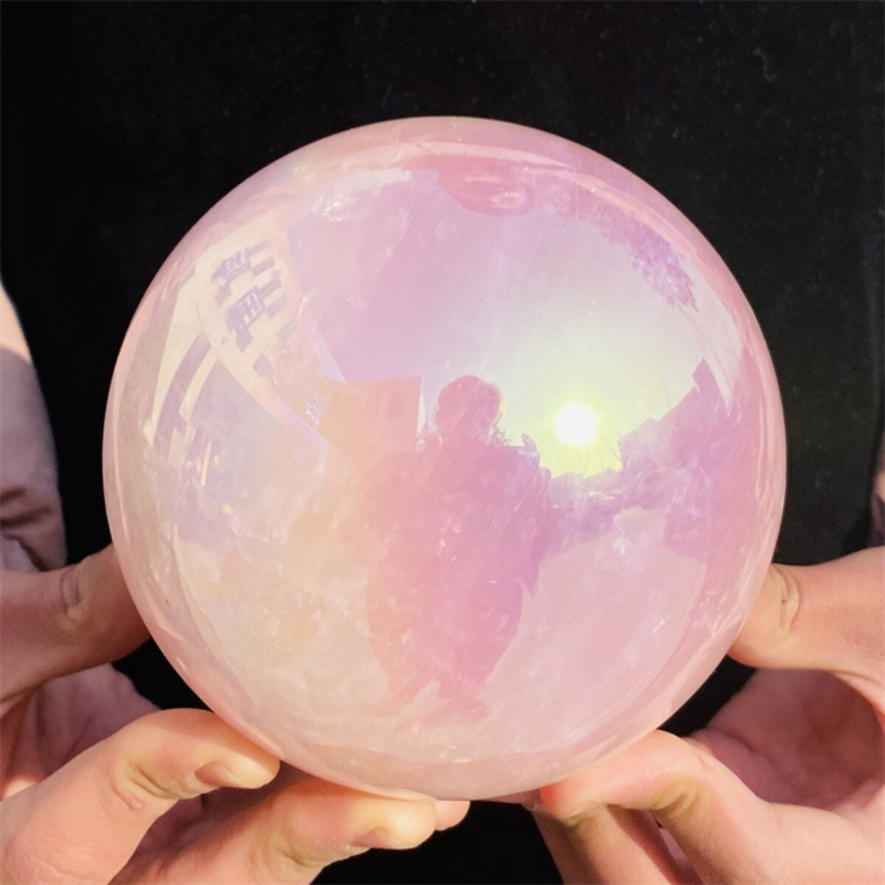 2290g Rose Crystal Ball Treasure electroplated Powder Healing Sphere