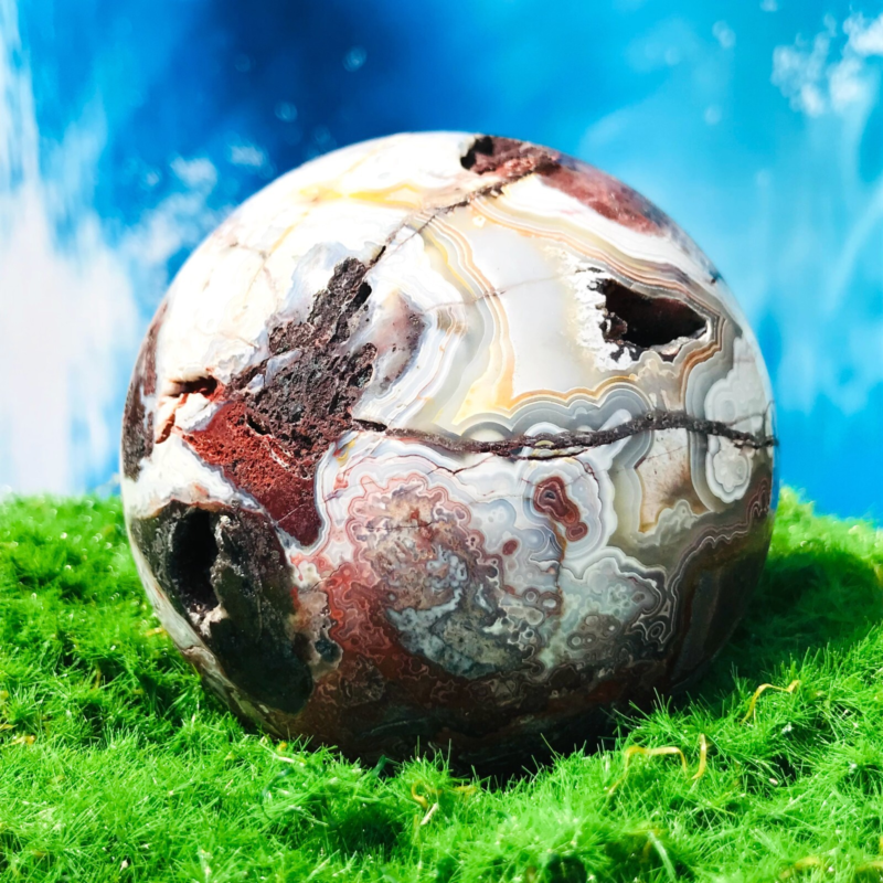 619G Rare Natural Mexican stone Quartz Sphere Crystal Ball Specimen Healing