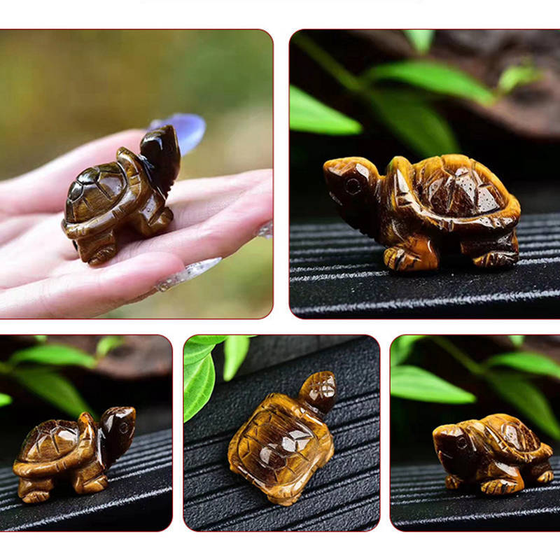 Natural Quartz Carved Longevity Tortoise Crystal Healing Gemstone Animal Turtle