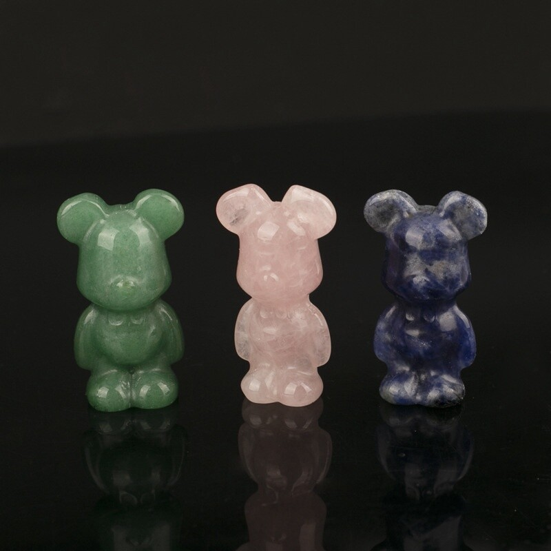 Natural Quartz Crystal Gloomy Little Bear Healing Rock Carved Animal Stone Gift