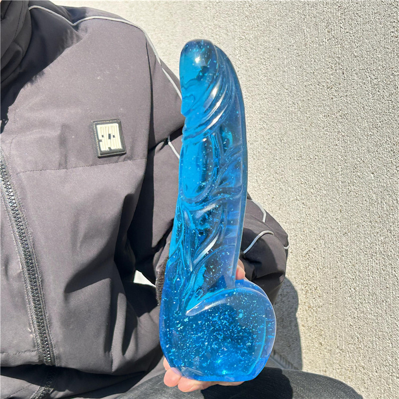 2.66LB Blue Melting Stone Penis skull Carved Quartz Crystal Specimen XK3021