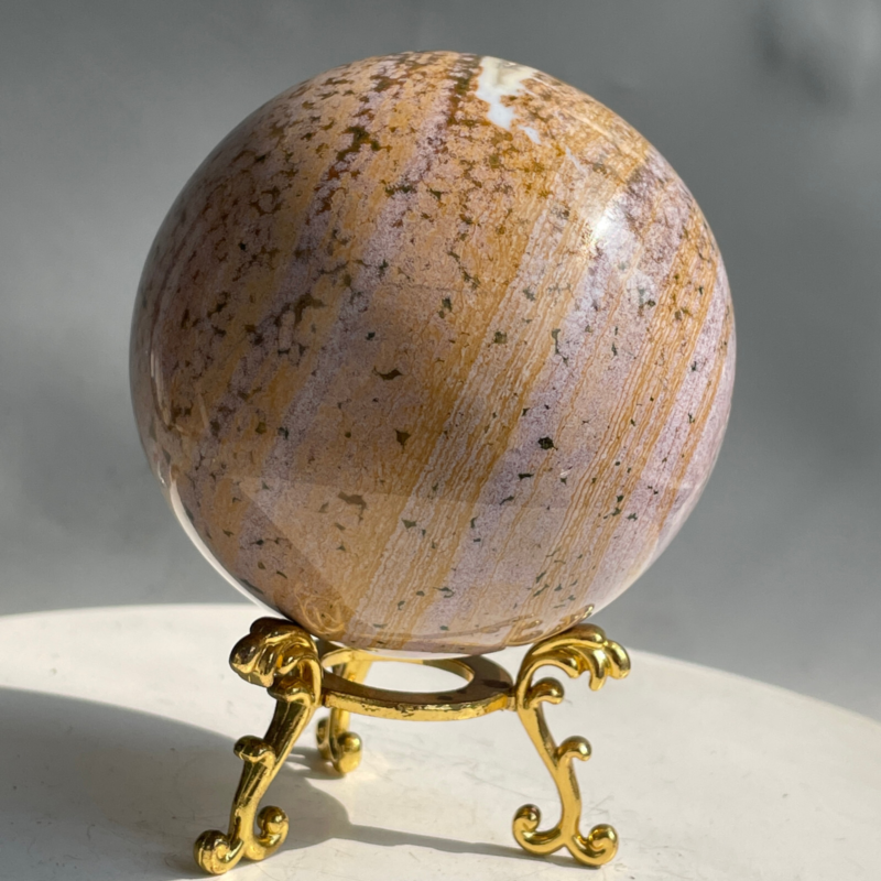 588G Natural Ocean Jasper Jade Crystal Polished Sphere Ball Healing Ball