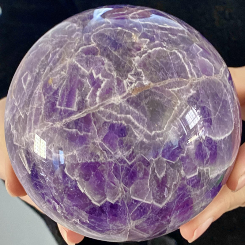 2.83LB Natural Dream Amethyst Quartz Crystal Sphere Ball Healing