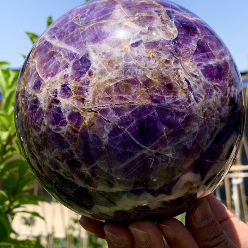 6.33LB Natural beautiful Dream Amethyst Quartz Crystal Sphere Ball Healing