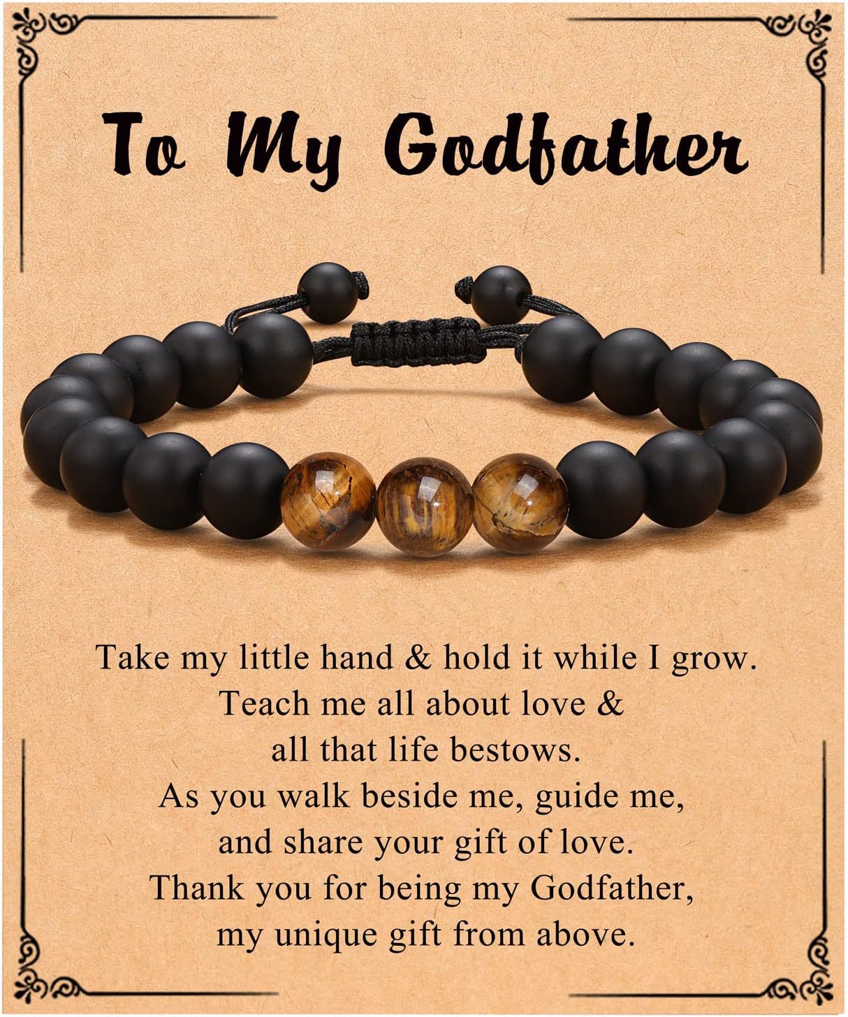 Birthday Gift Bracelet Christmas Father's Day Gift Accessories Tigereye Frosted Stone Men's Bracelet