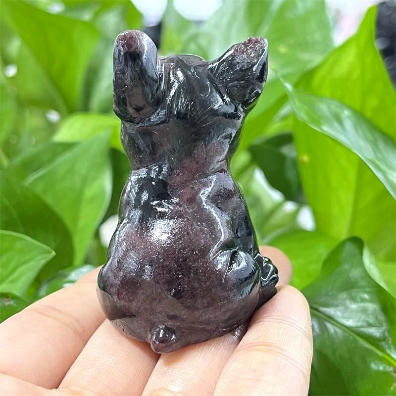 3cm Natural Quartz Crystal Carved Rough Stone French Bulldog Energy Animal Decor
