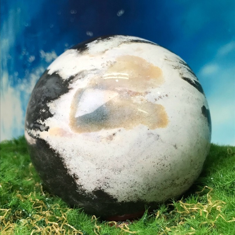 555G Rare Natural Ocean Jasper Quartz Ball Crystal Ball Sample Repair