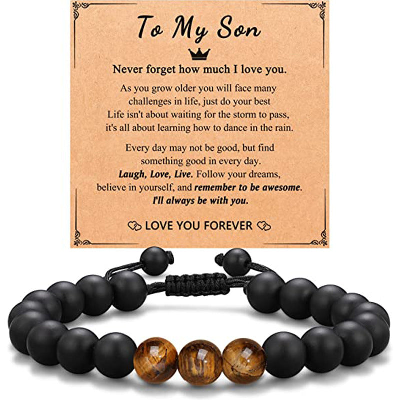 Birthday Gift Bracelet Christmas Father's Day Gift Accessories Tigereye Frosted Stone Men's Bracelet