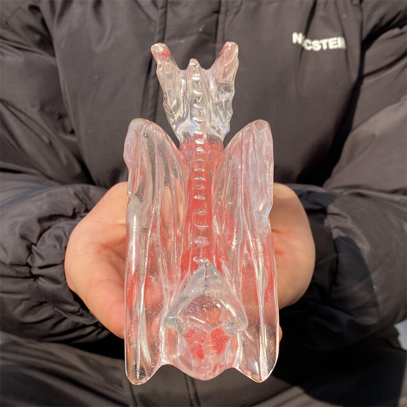 1.16LB Melting stone Carved Dragon Skull Quartz Crystal Figurine Gem Decor Gift