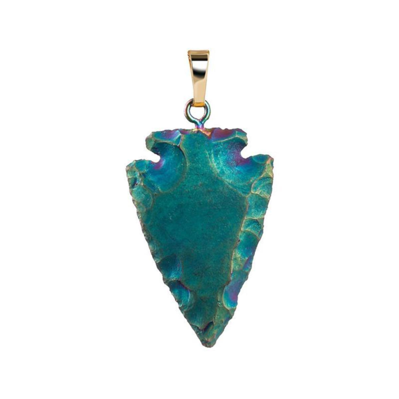 Natural agate stone electroplated color arrowhead pendant female  pendant