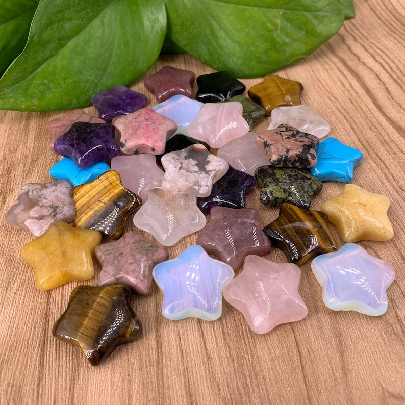 Mix Material Crystal Star Carving Pendants Collection Reiki Heal Wholesale Gift